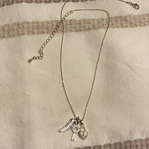 Jewelry - Charm Necklace - Claw, Key, Heart Lock - Silver Tone, New